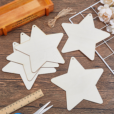 15Pcs Unfinished Wood Pendant Decorations WOOD-DC0001-25A-1
