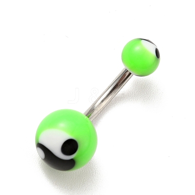10Pcs Acrylic Round Beaded Curved Barbell AJEW-G041-02P-1