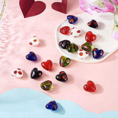 20Pcs 5 Colors Handmade Millefiori Glass Beads LAMP-CW0001-10-1