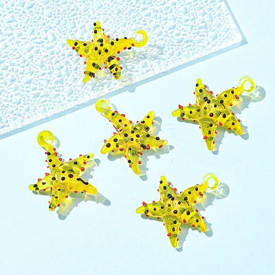 5Pcs Handmade Lampwork Pendants LAMP-YW0001-67E-1
