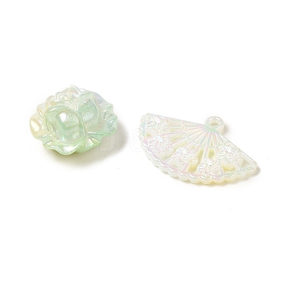 Rainbow Iridescent Plating Acrylic Beads OACR-U006-01D-1