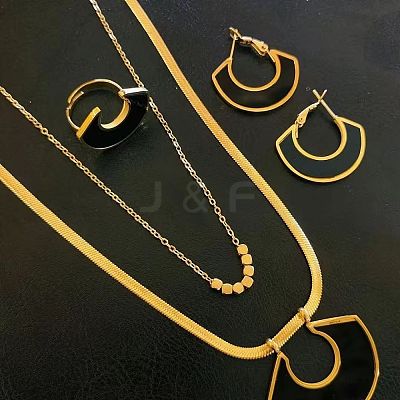 304 Stainless Steel & Acrylic Pendant Necklaces & Hoop Earrings & Rings Sets FS-WGD4BAB-04-1