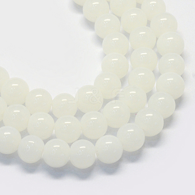 Baking Paint Imitation Jade Glass Round Bead Strands DGLA-Q021-10mm-01-1
