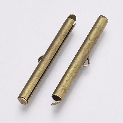Brass Slide On End Clasp Tubes X-KK-Q747-11I-AB-1