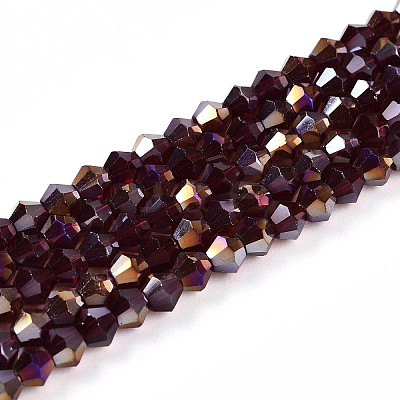 Transparent Electroplate Glass Beads Strands EGLA-A039-T4mm-B30-1
