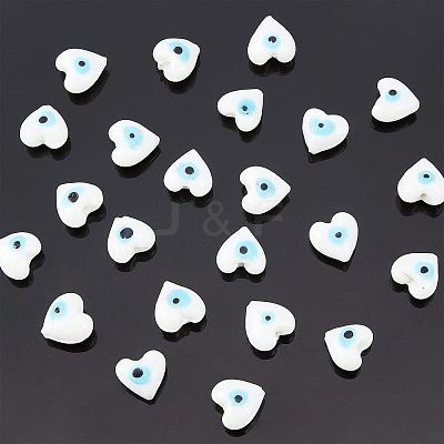 2 Strands Heart Evil Eye Lampwork Beads Strands LAMP-NB0001-51B-1