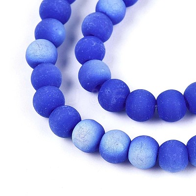 Frosted Opaque Glass Beads Strands GLAA-T032-P4mm-MBB11-1