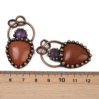 Natural & Synthetic Mixed Gemstone & Natural Amethyst Pendants G-Z101-06R-1
