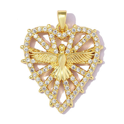 Brass Micro Pave Clear Cubic Zirconia Pendants CU-OY001-44G-1