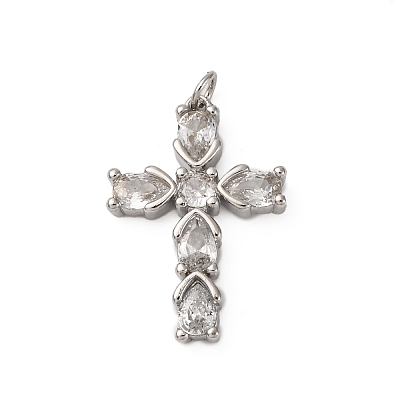 Brass Micro Pave Cubic Zirconia Pendants KK-P308-29P-1