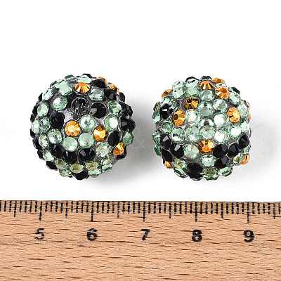 Halloween Theme Round Resin Rhinestone Beads OACR-T028-66E-1
