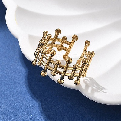 304 Stainless Steel Open Cuff Ring for Women RJEW-M049-01G-05-1