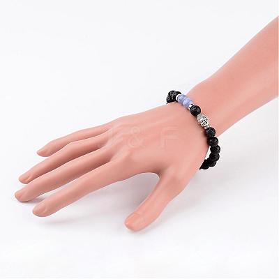Natural Lava Rock Bead Stretch Bracelets BJEW-JB02273-1