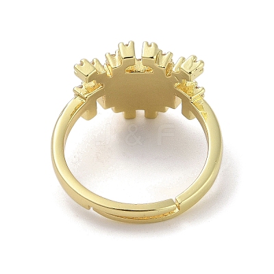 Golden Brass Pave Cubic Zirconia Adjustable Rings RJEW-M170-05G-01-1