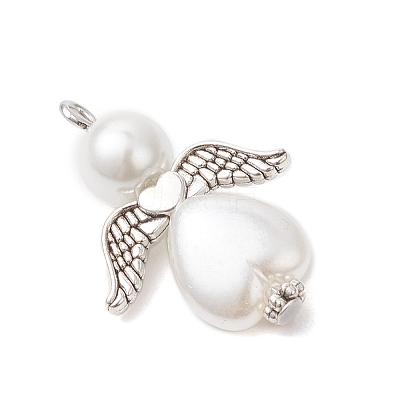 Glass Pearl Round Beads & ABS Plastic Imitation Pearl Beads Pendants PALLOY-JF04094-01-1
