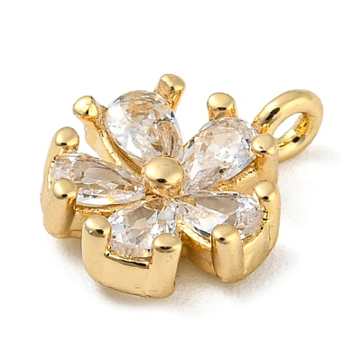 Brass with Clear Cubic Zirconia Charms X-KK-G478-02A-KCG-1