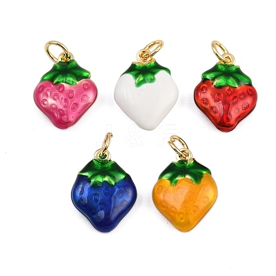 Brass Enamel Fruit Pendants KK-I377-04G-A-1