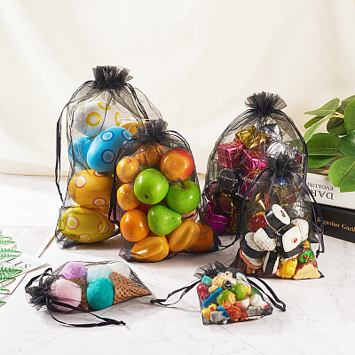 60Pcs 6 Styles Organza Bags Jewellery Storage Pouches Wedding Favour Party Mesh Drawstring Gift OP-TA0001-06-1