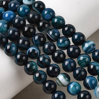 Natural Banded Agate Beads Strands G-I392-A01-6mm-02-1