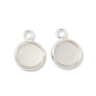Flat Round Brass Pendant Cabochon Settings KK-K414-14A-S-1