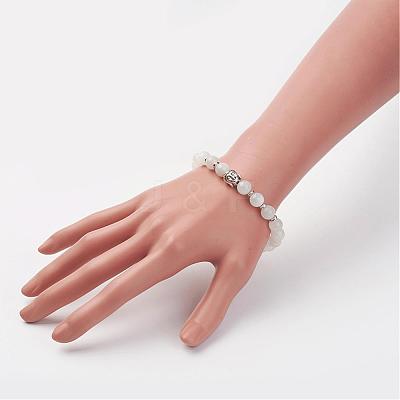 Natural White Moonstone Stretch Bracelets BJEW-JB02815-02-1