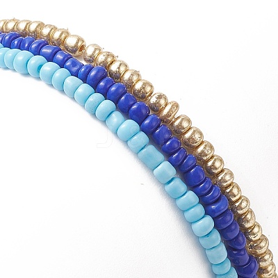 3Pcs 3 Style Evil Eye Polymer Clay & Glass Seed Beaded Stretch Bracelets Set for Women BJEW-JB09228-1