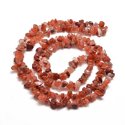 Natural South Red Agate Chip Bead Strands G-M205-49-1