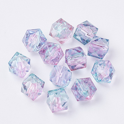 Two Tone Transparent Spray Painted Acrylic Bead X-ACRP-T005-26-1