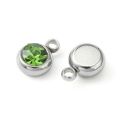 20Pcs 201 Stainless Steel Rhinestone Charms STAS-YW0002-02C-1