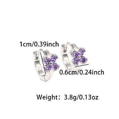 Anti-Tarnish Rhodium Plated Platinum 925 Sterling Silver Micro Pave Cubic Zirconia Hoop Earrings MJ7075-2-1