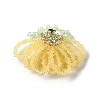 Glass Beads Braided Flower Cabochons GLAA-F120-01B-1