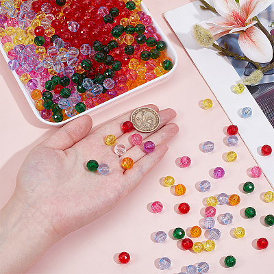 800Pcs 8 Colors Transparent Acrylic Beads TACR-GO0001-03-1
