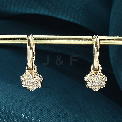 Brass Clear Cubic Zirconia Hoop Earrings EJEW-Q014-06G-1