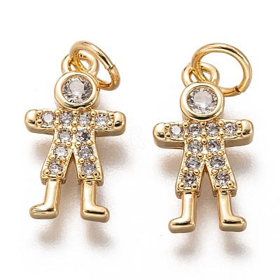 Brass Micro Pave Clear Cubic Zirconia Pendants ZIRC-C020-42G-1