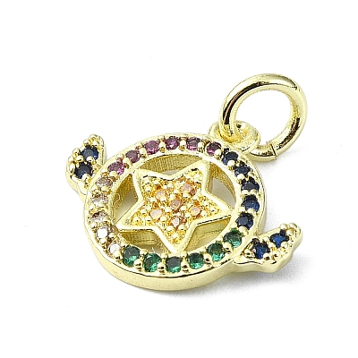 Brass Micro Pave Colorful Cubic Zirconia Pendants KK-H475-19G-06-1