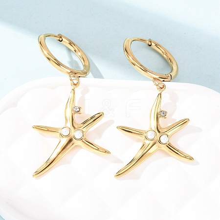 304 Stainless Steel Rhinestone Dangle Hoop Earrings for Women EJEW-F417-01G-02-1