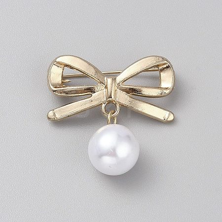 ABS Plastic Bead Zinc Alloy Brooches  LS-JEWB-WH0021-78B-G-1