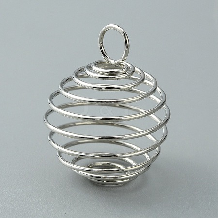 Carbon Steel Spiral Bead Cage Pendants IFIN-WH0027-47B-P-1