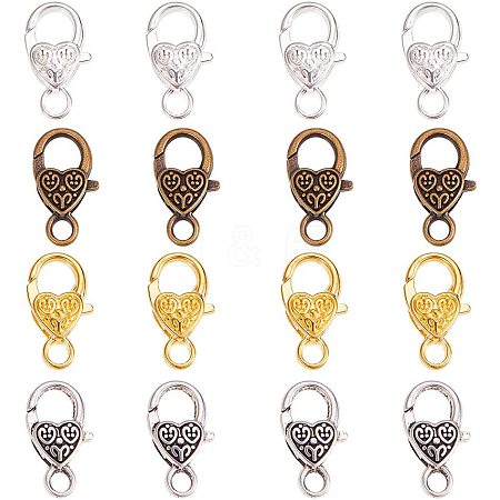 Tibetan Style Heart Lobster Claw Clasps PALLOY-PH0012-58-1