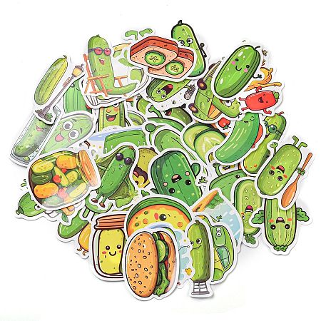 50 Sheets Paper Cucumber Stickers STIC-Q002-08-1