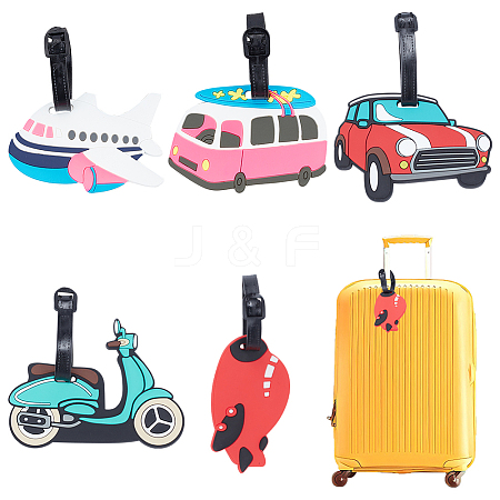 BENECREAT 5Pcs 5 Style PVC Luggage Tag AJEW-BC0003-87-1