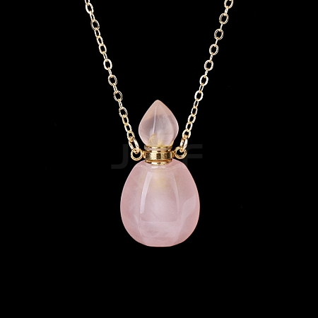 Natural Rose Quartz Perfume Bottle Pendant Necklace PW-WG2A891-10-1