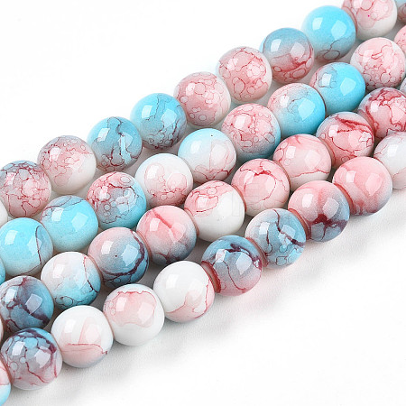 Baking Paint Glass Beads Strands LS-DGLA-N003-8mm-C03-1