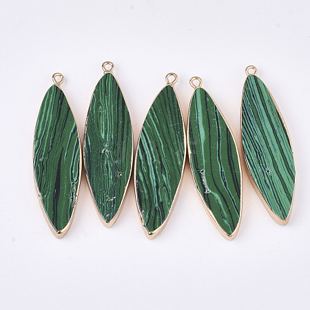 Electroplate Synthetic Malachite Big Pendants G-S344-86F-1