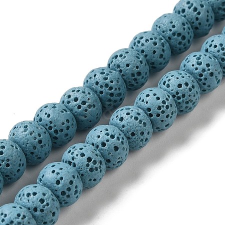 Natural Lava Rock Dyed Beads Strands G-Z036-B01-02-1