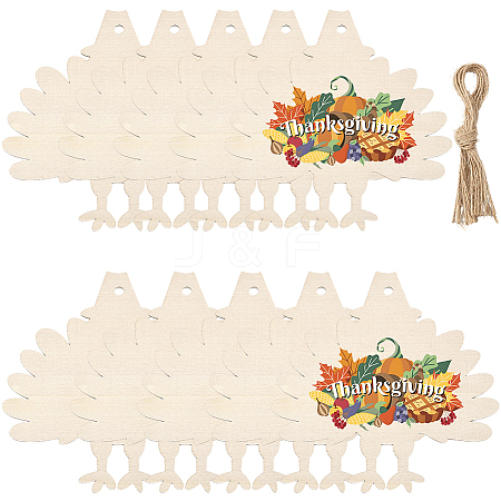 Thanksgiving Day Theme Unfinished Wood Pendant Decorations HJEW-WH20003-47A-1