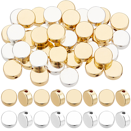 80Pcs 2 Colors Rack Plating Brass Beads KK-BBC0027-38-1