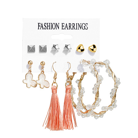 6 Pairs Alloy Earring Sets WGC7E5F-07-1