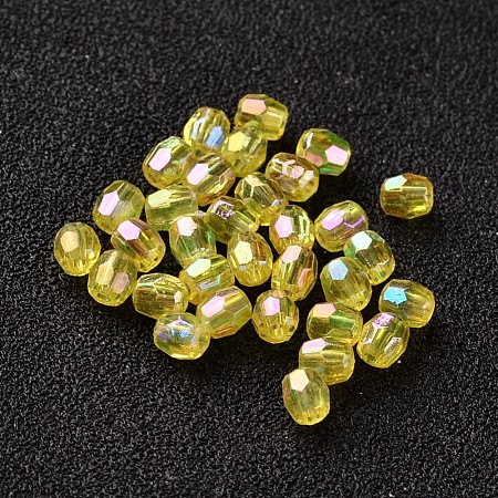 AB Color Plated Eco-Friendly Transparent Acrylic Barrel Beads TACR-L002-4mm-31-1