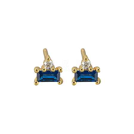 Geometric S925 Silver Zircon Rectangle Stud Earrings SC5320-4-1